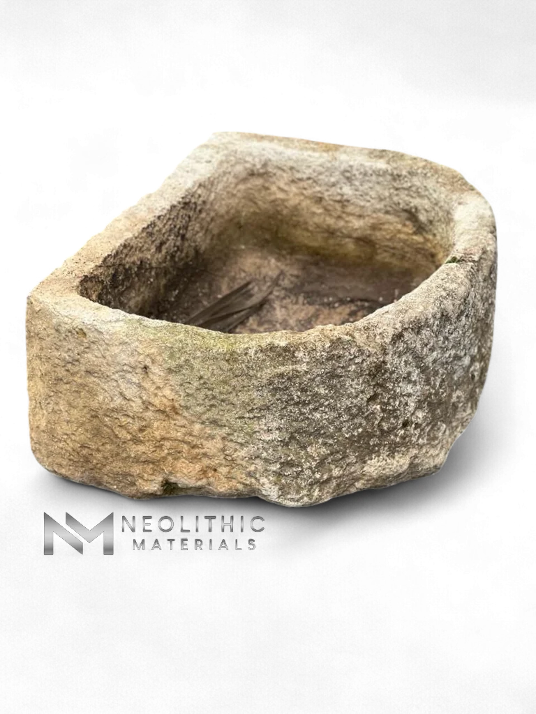 Antique French Half Moon Limestone Trough - Image 3